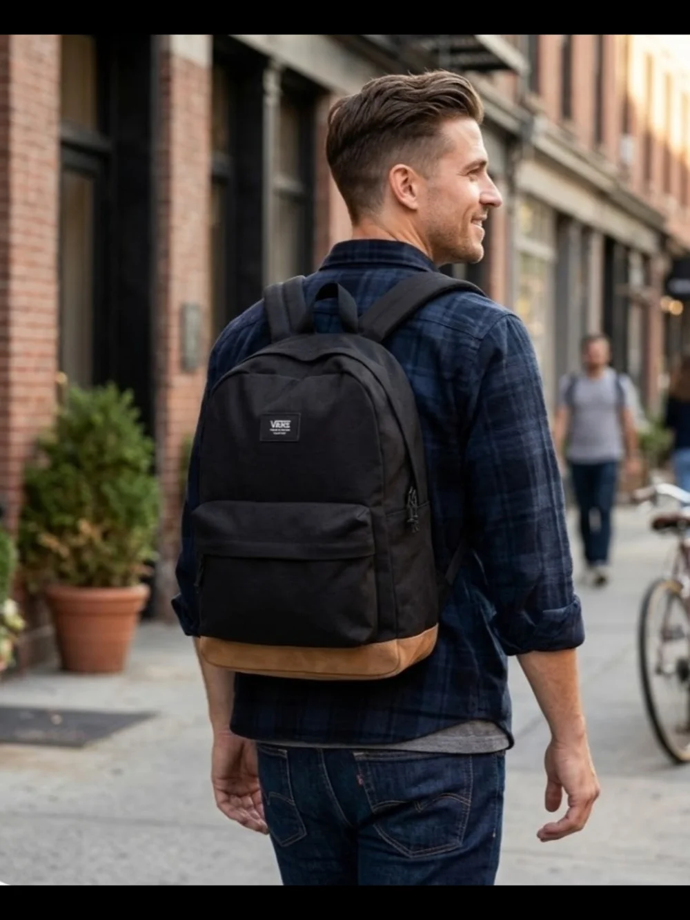 NEW! Vans Black Backpack with Tan Base NWT